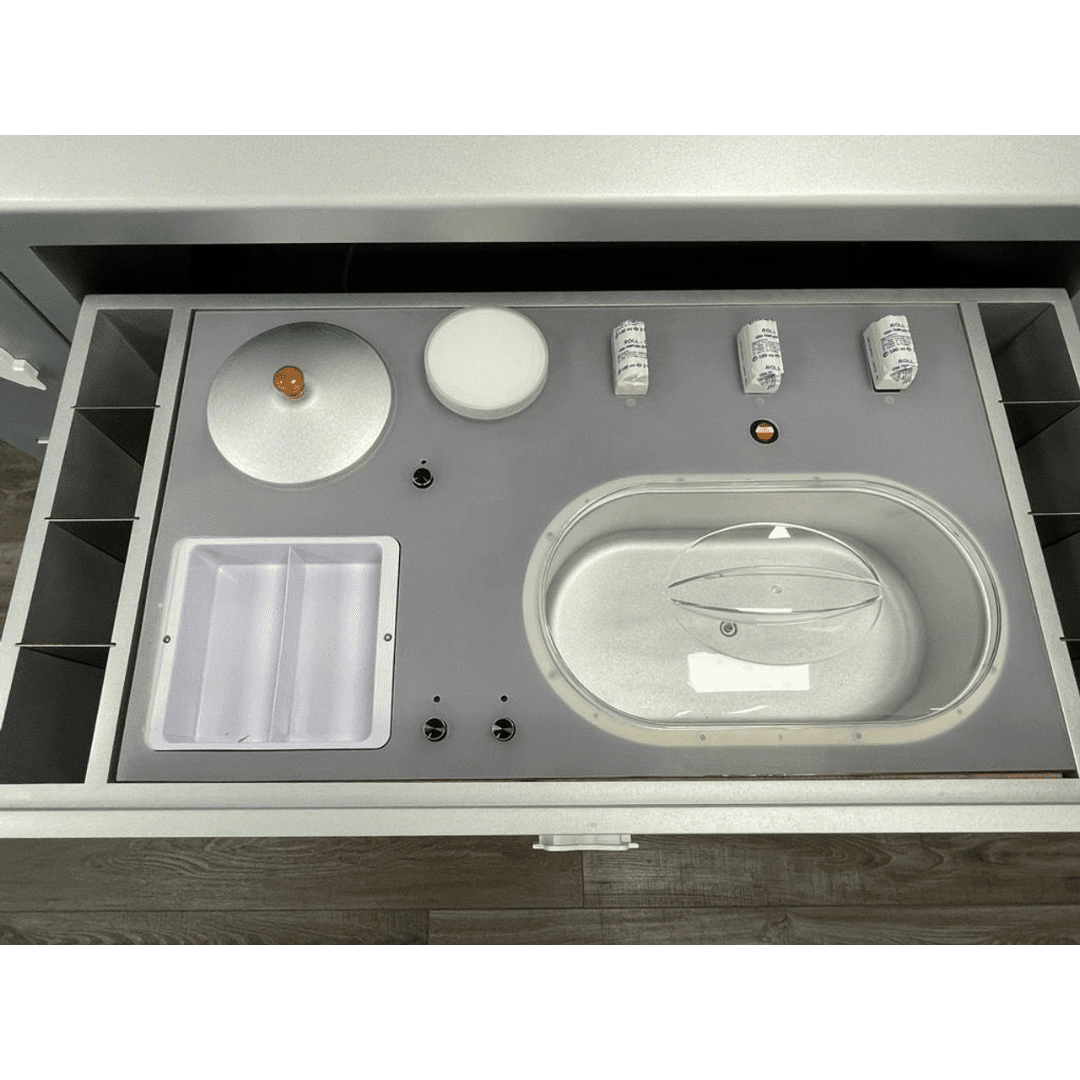 Sloping Top Waxing Cabinet with built-in Wax and Roll-on Warmers