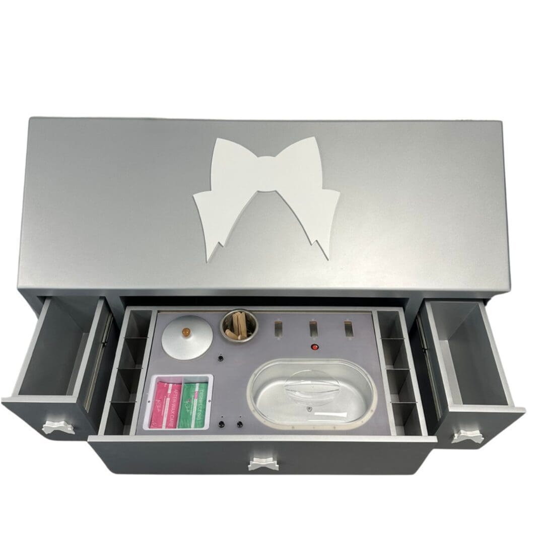 Sloping Top Waxing Cabinet with built-in Wax and Roll-on Warmers