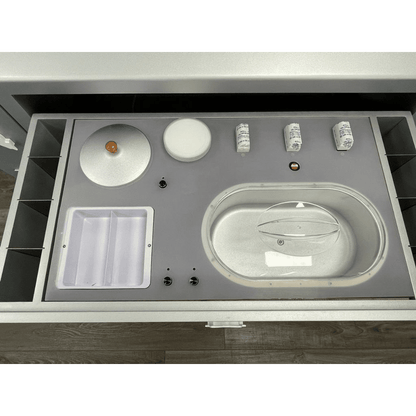 Sloping Top Waxing Cabinet with built-in Wax and Roll-on Warmers