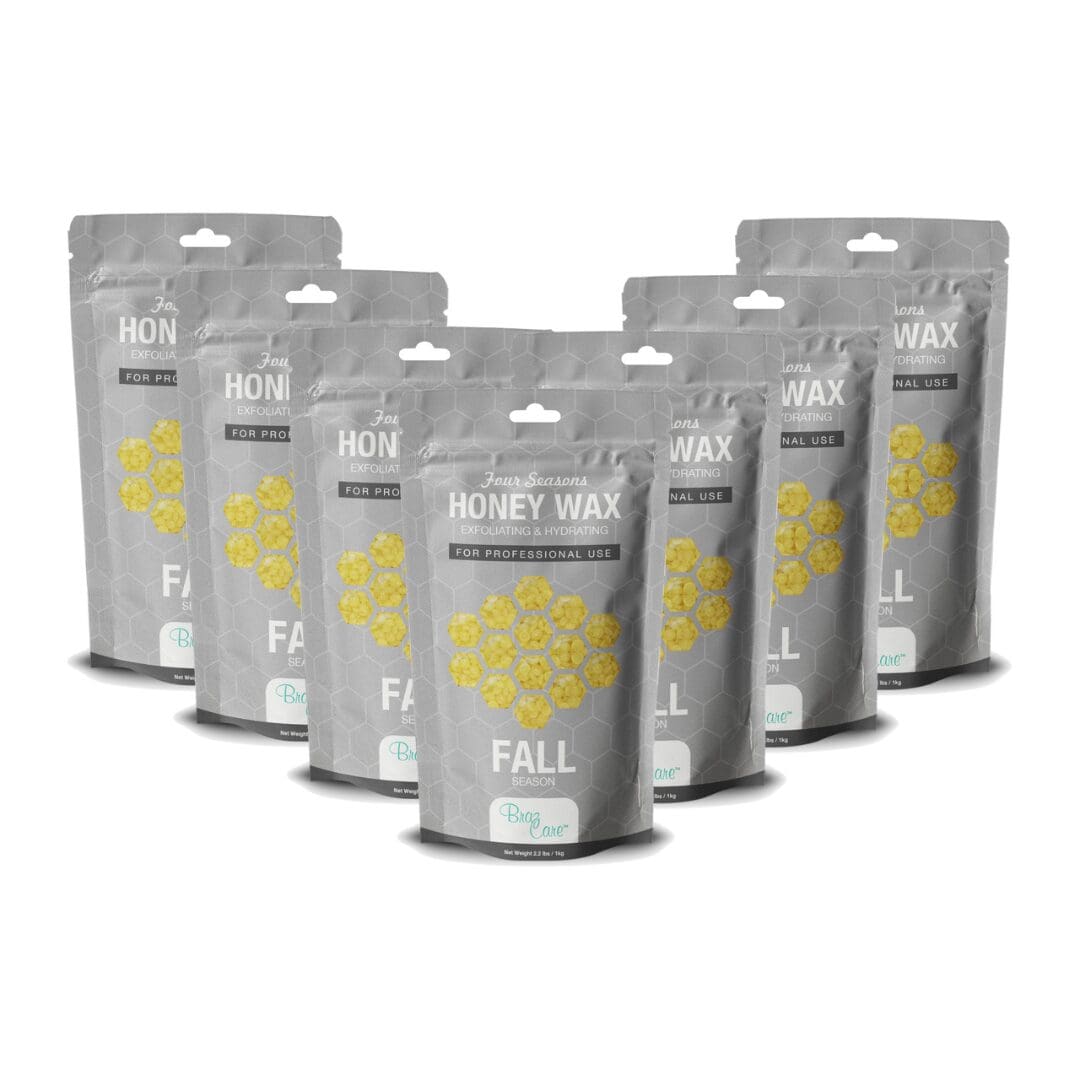 Honey wax bags arranged in a fan